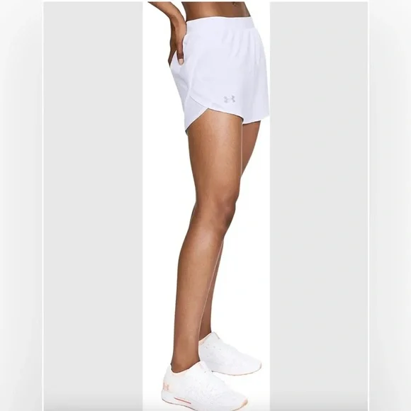 SOLD‼️ NWT Under Armour Fly-By 2.0 Training Shorts White Logo - Picture 3 of 9